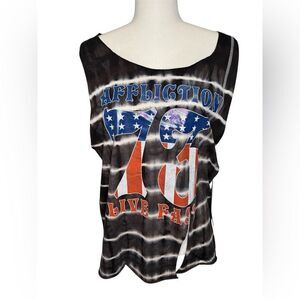 Affliction Women's Black and White Graphic Tank Top 🥳